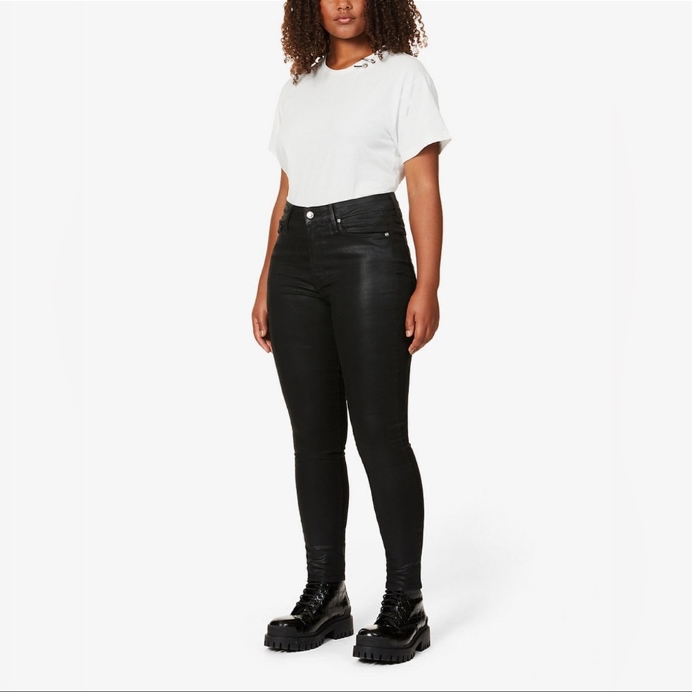 Good American Good Legs Waxed Coated Skinny High Rise Jeans Black Plus 16